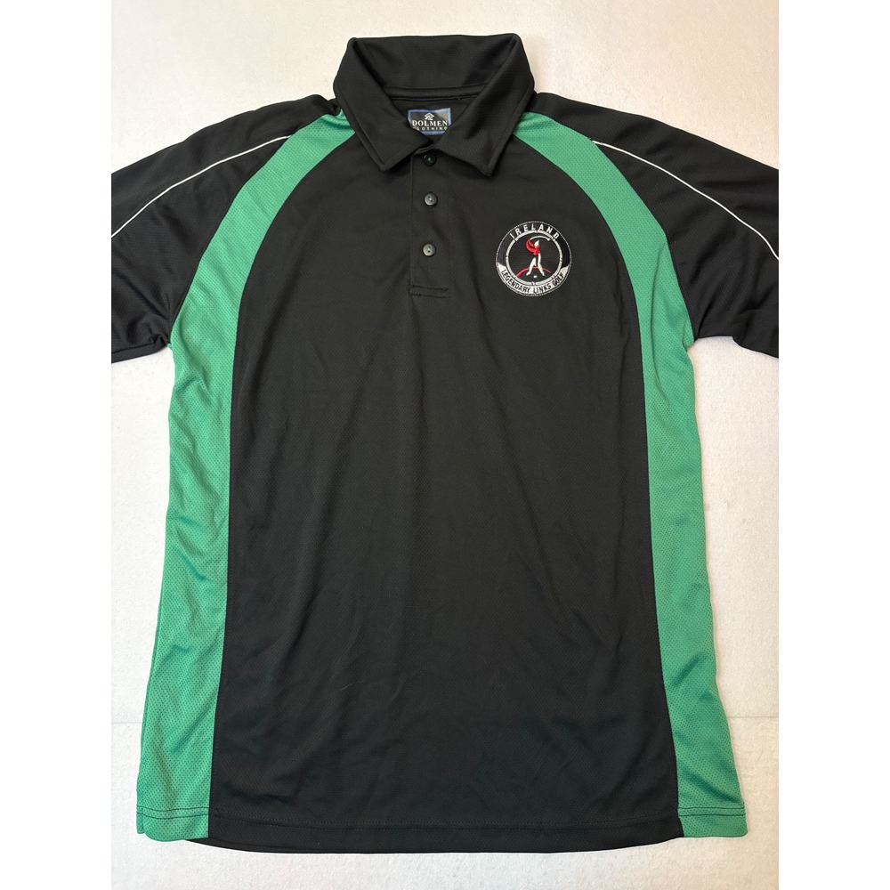 Dolmen Clothing Ireland Legendary Links Golf Polo Shirt Mens Medium Black Green